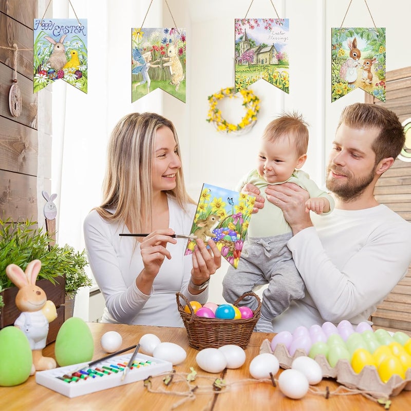 Sophena Large Size 7 inch Wooden Easter Ornaments to Paint, Wooden Labels Cutouts DIY Blank Unfinished Round Spring Wood Discs Ornament for Crafts Hanging Decorations 10PCS - Image 4